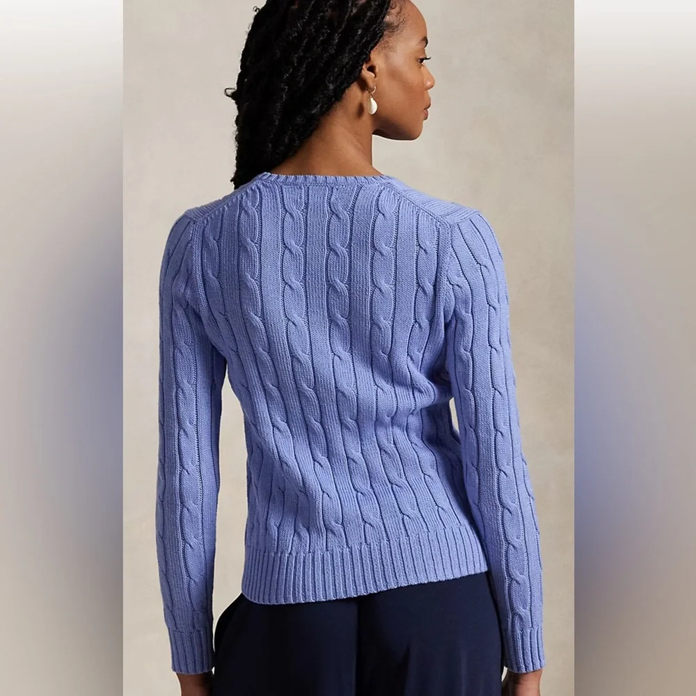 Polo by Ralph Lauren Cable-Knit Cotton V-Neck Sweater - Picture 8 of 9